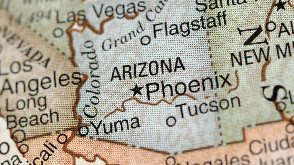 Yuma, Arizona on a map. 