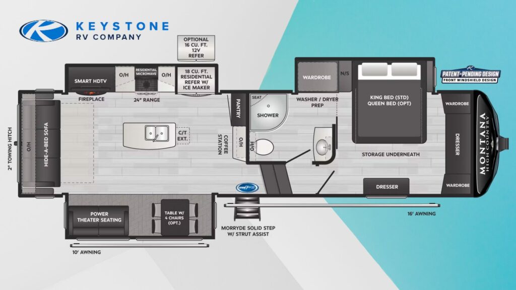 The Montana High Country 295RL floorplan. 