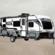 Coachmen Apex Nano RV Travel Trailer with a beach background.