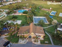 Aerial view of the Thousand Trails Miami Everglades RV Park.