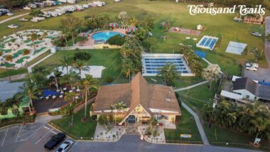 Aerial view of the Thousand Trails Miami Everglades RV Park.